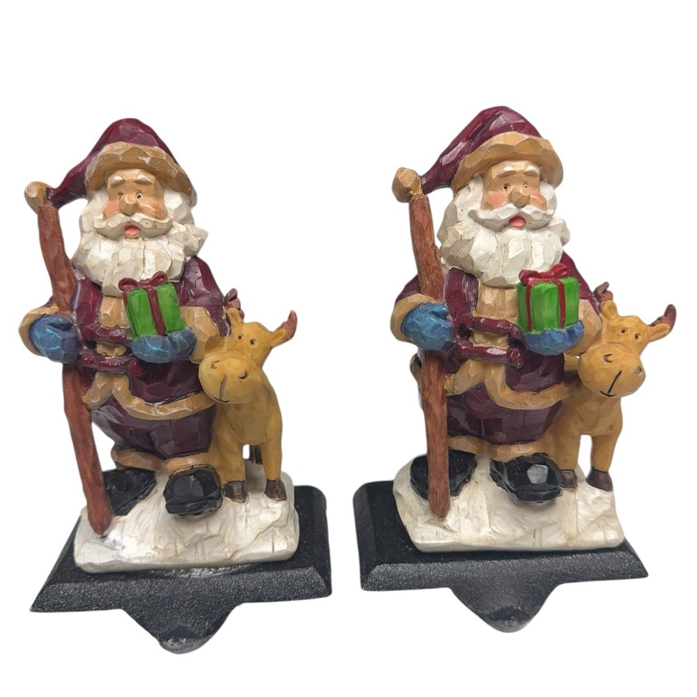 Festive‎ Santa and Reindeer Christmas Stocking Holders